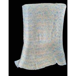 vintage handmade crochet pastel baby blanket pink blue yellow 40x33 Afghan
